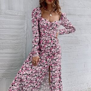 Floral Pink and White Women's Dress